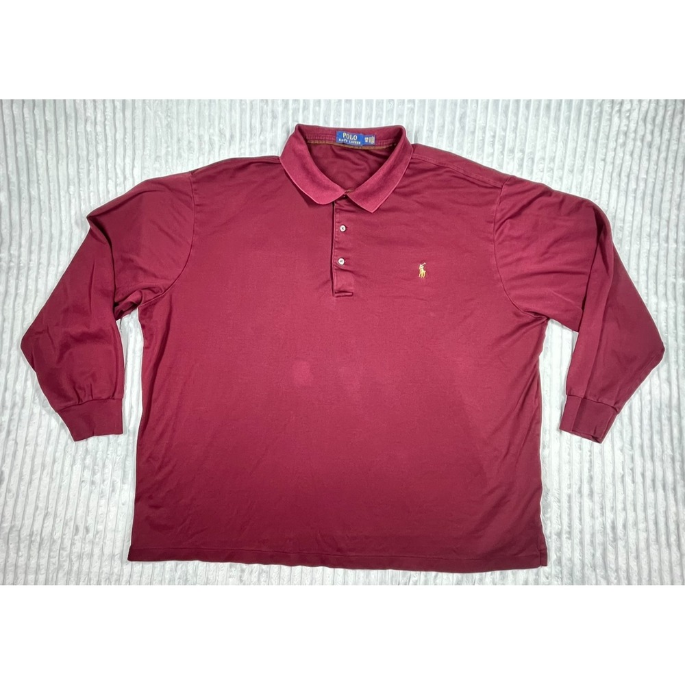 Polo Ralph Lauren Long Sleeve Polo Men's 3XB Burgundy Casual Preppy *Flaws‎